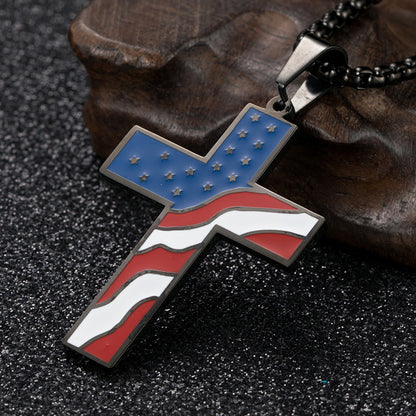 American Flag Cross Necklace - Patriotic Elegance