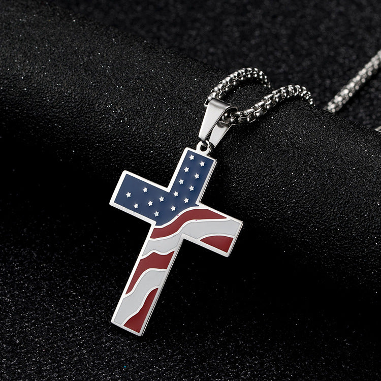 American Flag Cross Necklace - Patriotic Elegance