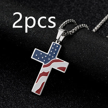 American Flag Cross Necklace - Patriotic Elegance