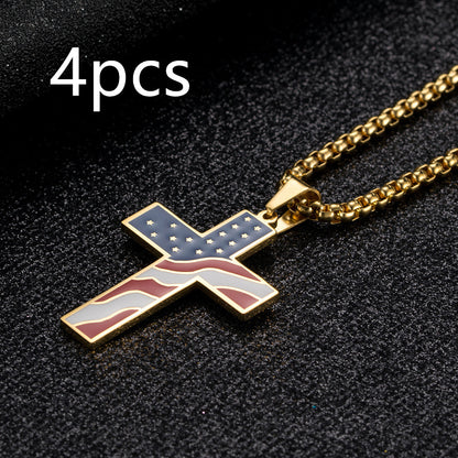 American Flag Cross Necklace - Patriotic Elegance