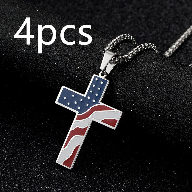 American Flag Cross Necklace - Patriotic Elegance